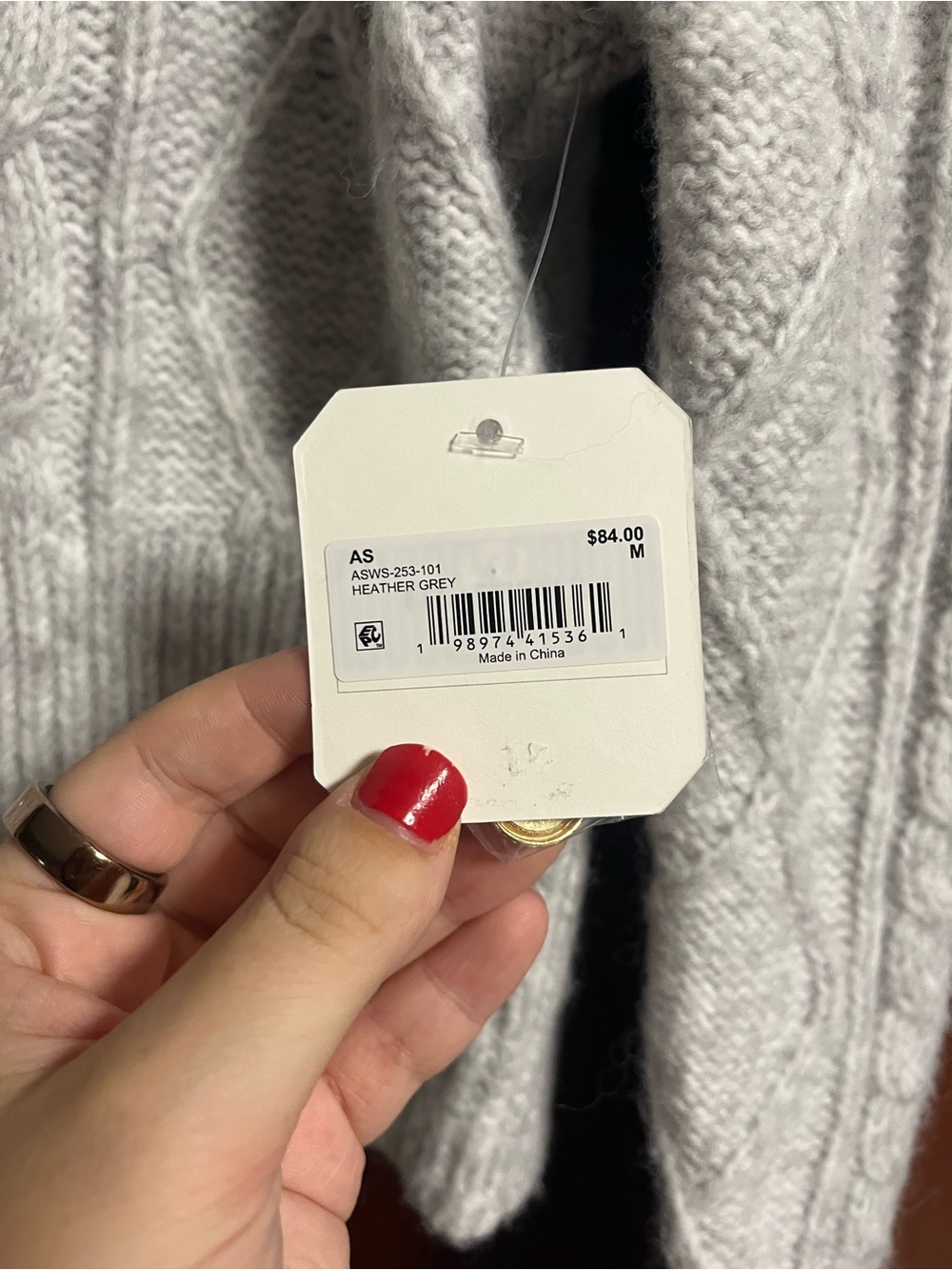 Altar'd State Lace-Collar Cable Knit Cardigan - Light Heather Gray NWT - Picture 4 of 7